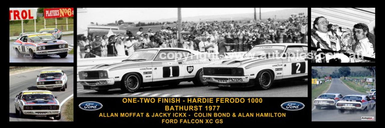 172 - A. Moffat / J. Ickx & C. Bond / A. Hamilton - Bathurst Winner 1977 -  A Panoramic Photo 30x10 inches.
