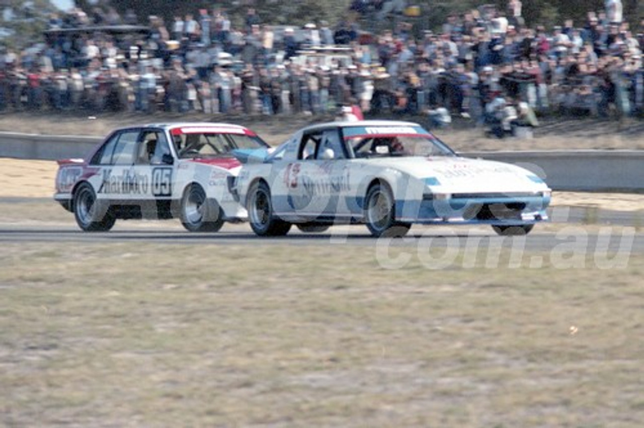 83408 - Allan Moffat, Mazda RX-7 / Peter Brock Commodore  -  Australian Touring Car Championship -  Wanneroo 24th April 1983 - Photographer Tony Burton