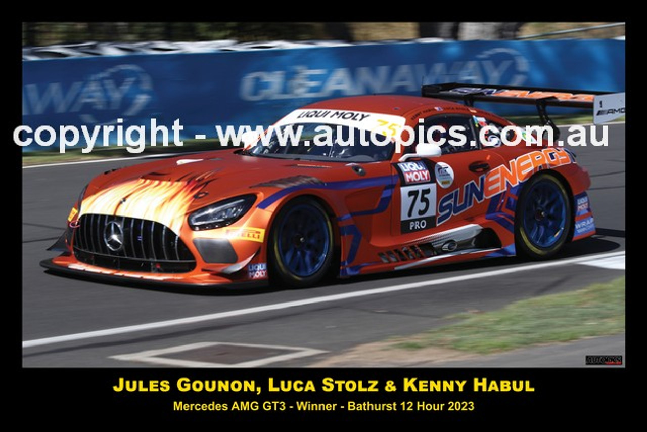 Jules Gounon, Luca Stolz, Kenny Habul  - Mercedes AMG GT3, Car 75 - Liqui Molly,  Bathurst 12 Hour Winner 2023