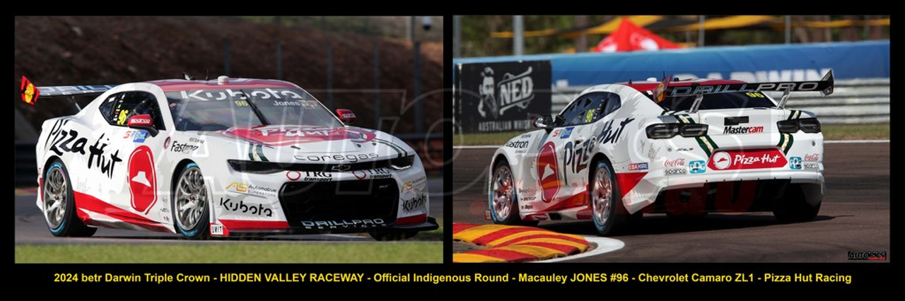 A Huge Panoramic Poster (762x254mm) -  Macauley Jones, #96 - betr Darwin Triple Crown, Hidden Valley Raceway, Official Indigenous Round, 2024, Chevrolet Camaro ZL1 - Photographer James Smith