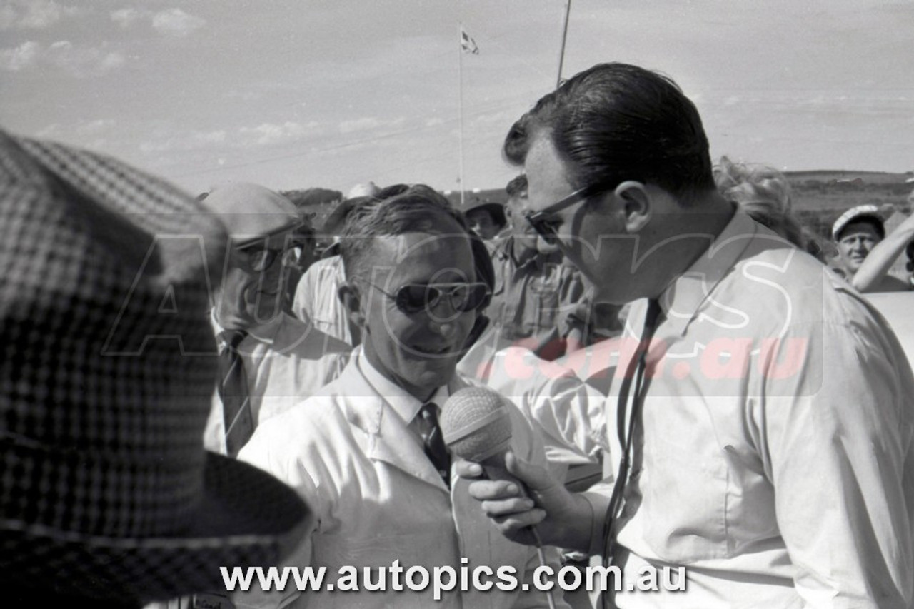 60PI11UK7204 -  Frank Coad, Head Shot - Winner of the First Armstrong 500, Phillip Island, 1960, Vauxhall Cresta