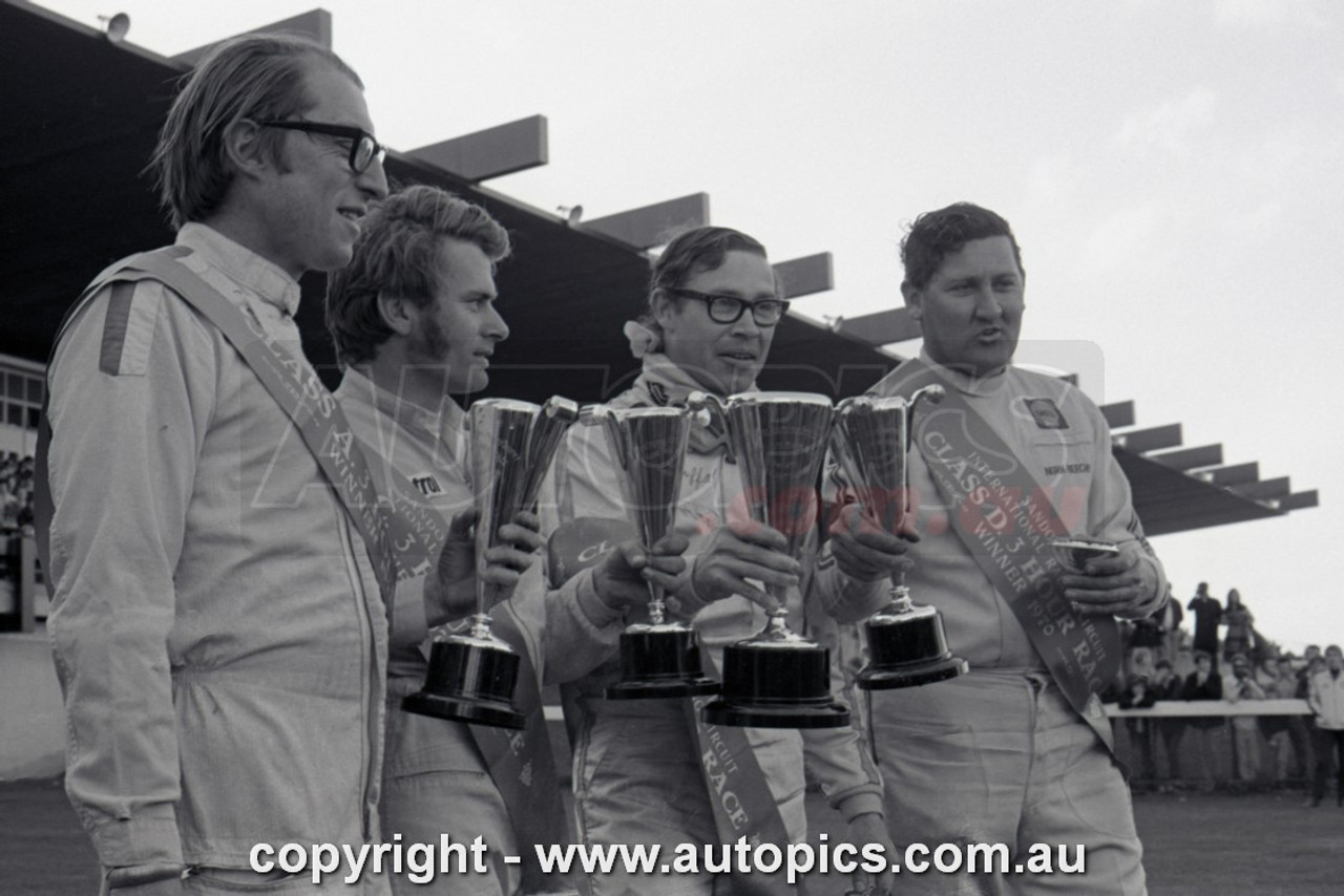 70SA09PD7024 - Allan Moffat, Colin Bond and Norm Beechey Trophy Presentation, Sandown Three Hour 250, Sandown, 13th September, 1970 - Photographer Peter D'Abbs