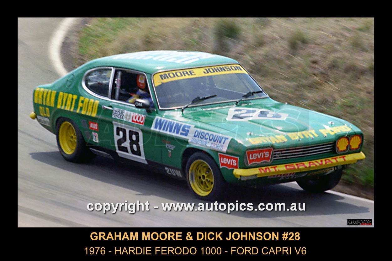76793-1 - Graham Moore & Dick Johnson, Hardie Ferodo 1000, Bathurst, 1976, Ford Capri V6 - Photographer Lance J Ruting