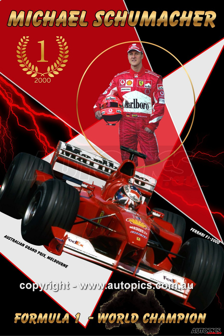 AOP-SCHUMACHER2000 - POSTER, Michael Schumacher, Ferrari - Winner of the Australian Grand Prix, Melbourne, 2000