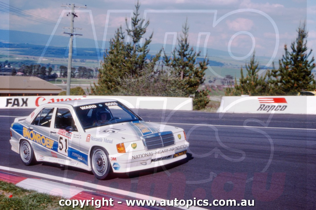 90BA09RS7038 - John Goss & Phil Ward, Mercedes-Benz 190E - Tooheys 1000, Bathurst, 1990 - Photographer Ray Simpson