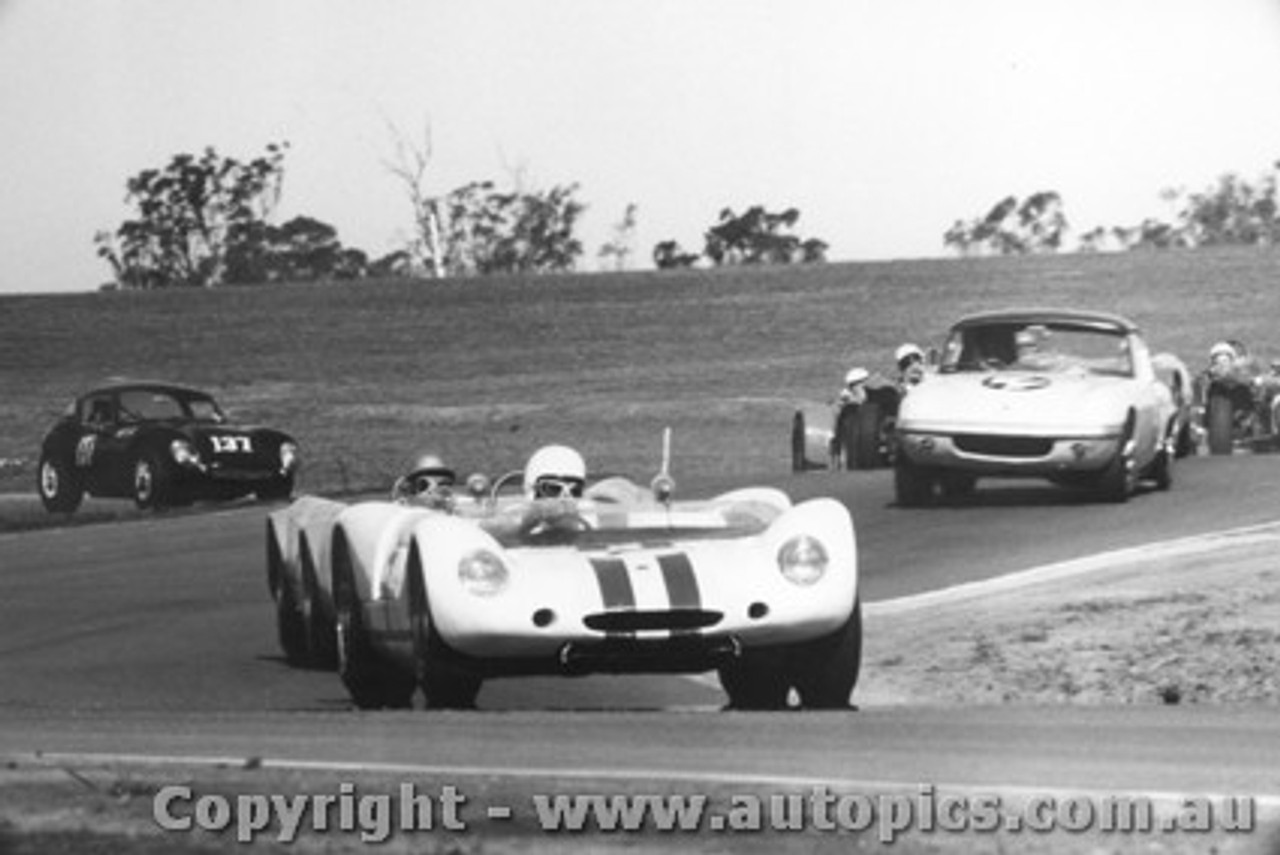 66445 - N. Allen / G. Scott Lotus 23B -  F. Gibson Lotus Elan  - Oran Park 4th September 1966