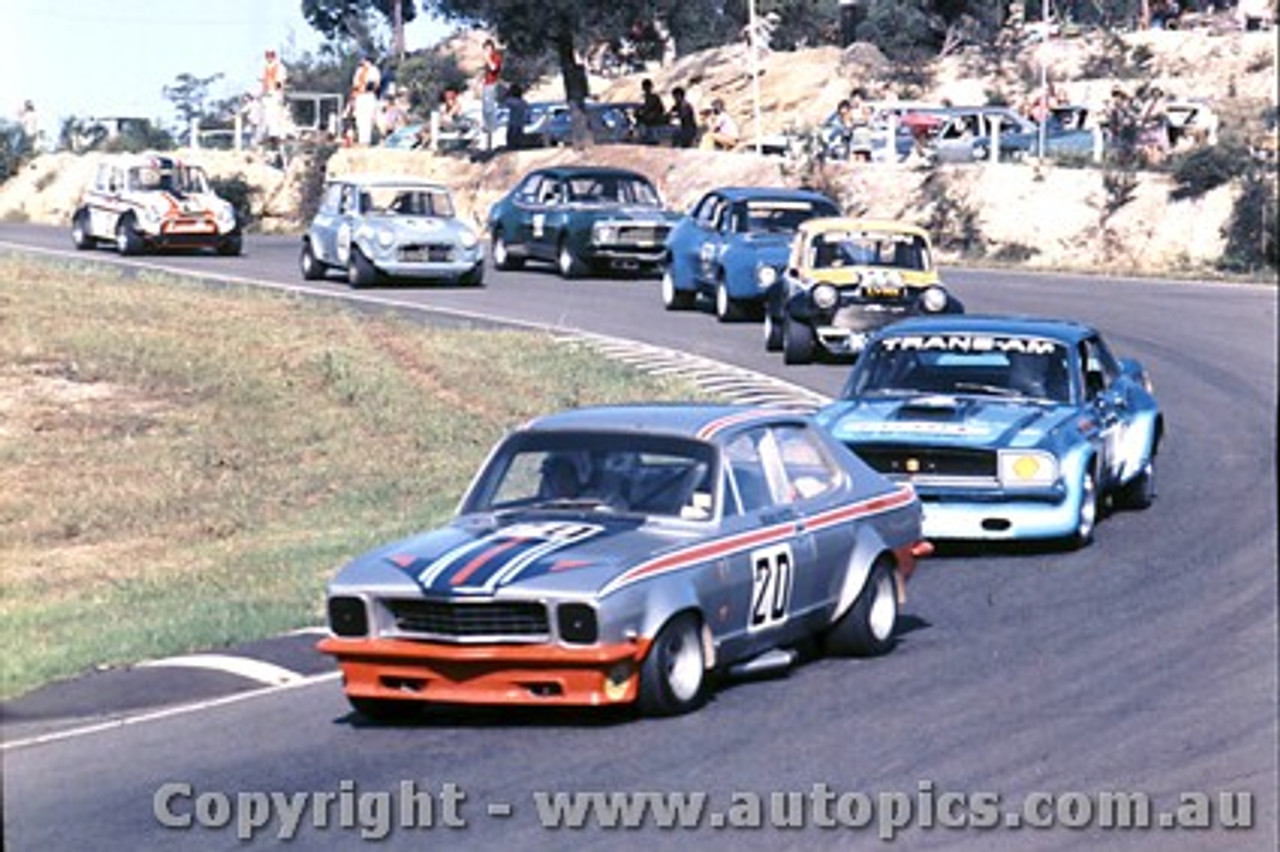 76055 - Brian Potts Torana V8 /  Bob Stevens Ford Mustang / P. Gulson Morris Mini - Amaroo 7th March 1976 - Photographer Lance  Ruting.