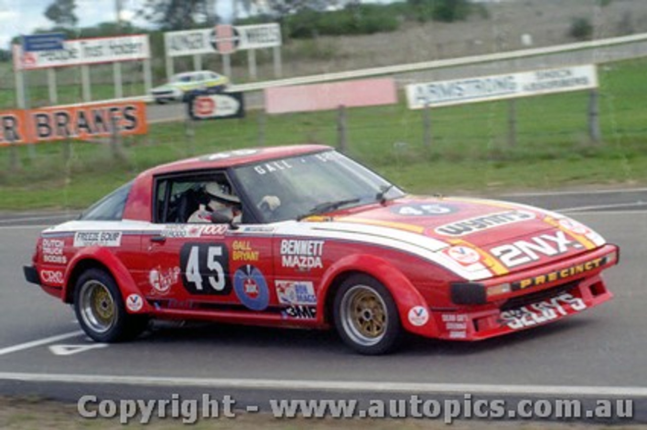 79822 - Dean Gall / Allan Bryan - Mazda RX7 - Bathurst 1979 - Photographer Lance J Ruting    a few marks on the neg