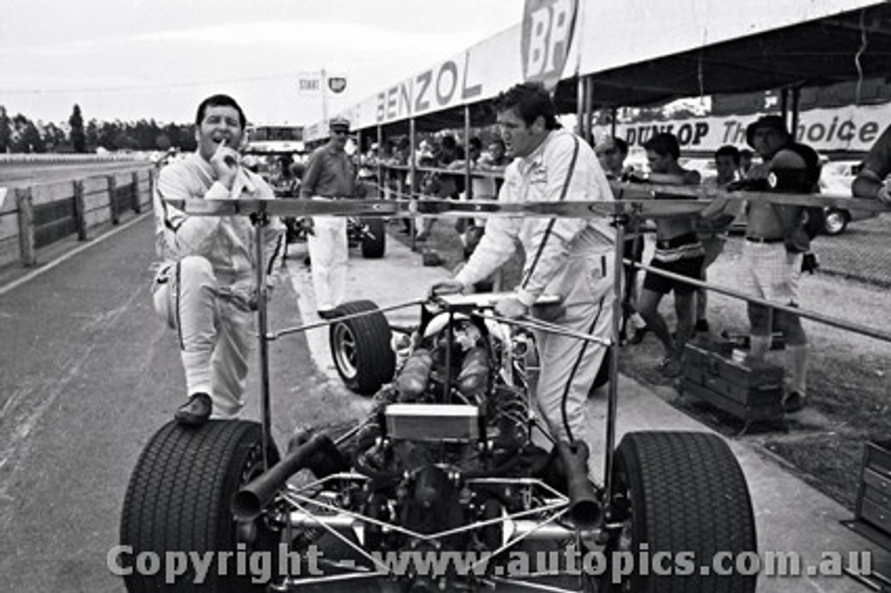 67583 - Leo and Ian  Pete  Geoghegan  Lotus 39  -  Warwick Farm 3rd December 1967  - Photographer Lance J Ruting