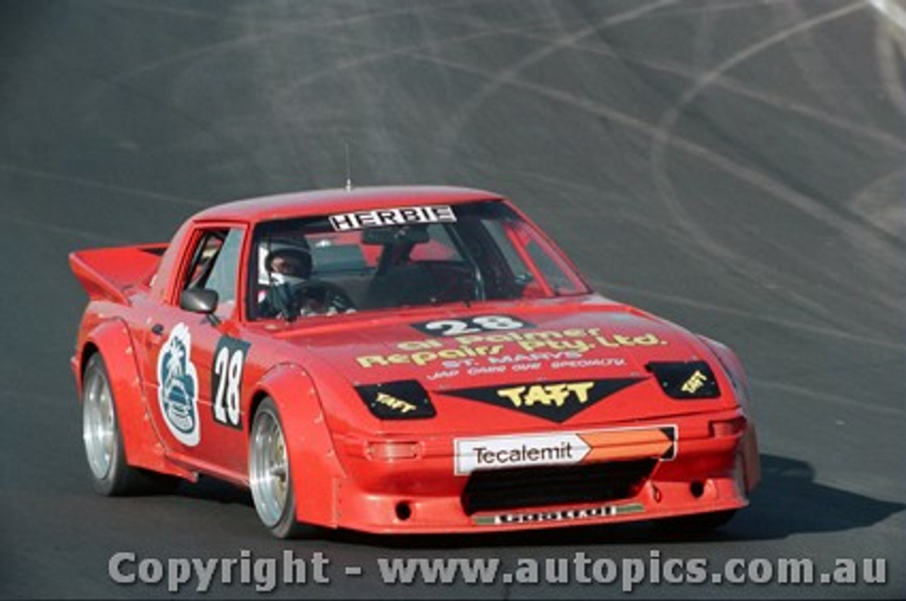 85413 - J. Keen Mazda RX7 - Oran Park 5th May 1985 - Photographer Lance J Ruting