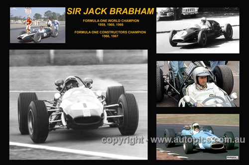 381 - Jack Brabham - A collage of a few of the cars he drove during his career