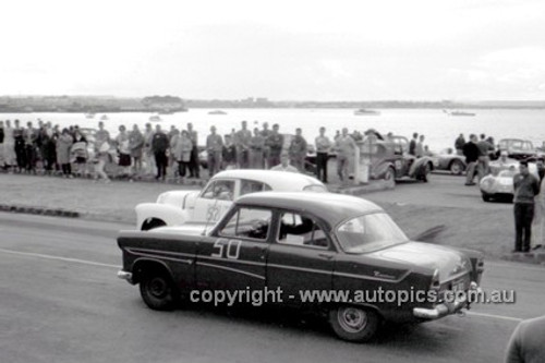 60012 - J. Leighton, Ford Zephyr & Jim McKeown, Holden FX - Geelong Speed Trials 1960 - Photographer Peter D'Abbs