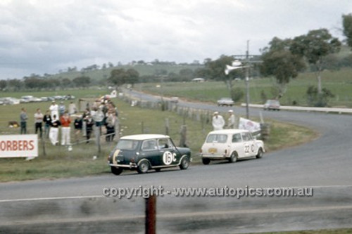 66756  - B. Arentz & B. Seton Car 16 - B. McPhee & B. Mulholland Car 22, Morris Cooper S  - Gallaher 500  Bathurst 1966 - Photographer Geoff Arthur