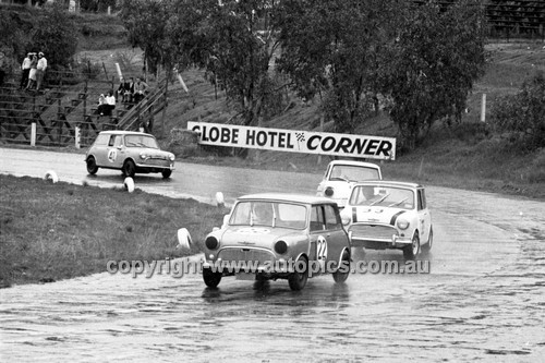 64126 - Alan S Jones, Morris 850 & R. Steven, Morris Cooper  - Hume Weir 20th September 1964 - Photographer Bruce Wells