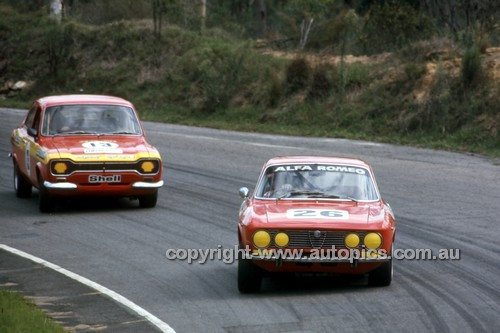 75082 - John French, Alfa Romeo GTV & Bob Holden, Ford Escort - Amaroo 1975 - Photographer Lance J Ruting