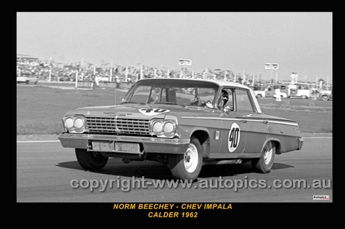 62109-1 - Norm Beechey  Chev Impala - Calder 9th September 1962 - Photographer Peter D'Abbs