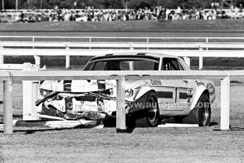 70842 - Allan Moffat & Pete Geoghegan Mustangs coming together at Warwick Farm 1970  - Photographer Lance J Ruting