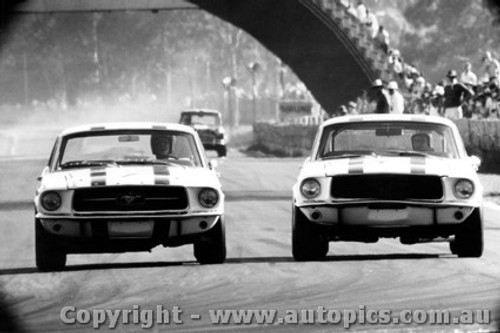 68027 - P. Geoghegan & N. Allen Ford Mustang Under Brakes into Creek corner Warwick Farm 1968