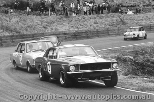 68057 - Fred Gibson Mustang / Jim McKeown Lotus Cortina /  Foley and Manton Morris Cooper S - Catalina Park Katoomba 1968