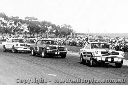 65032 - Pete  Geoghegan Norm Beechey and Bob Jane - The first time the three Mustangs raced together.  Calder  29/8/1965