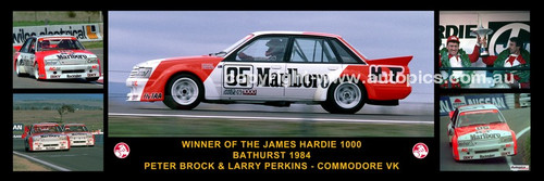 175 - Peter Brock & Larry Perkins, Commodore VK - Bathurst Winner 1984 -  A Panoramic Photo 30x10 inches.