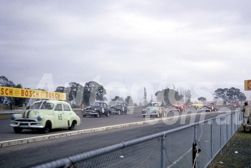 66104 - #65 George Windridge, # 57 Ian Walker Holden FJ -  Sandown 1966 - Photographer Barry Kirkpatrick