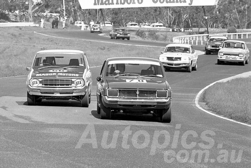 74204 - Raymond Harrison, Mazda R100 & Lynn Brown Mazda 1300 - Sandown 250 8th September 1974 - Photographer Peter D'Abbs