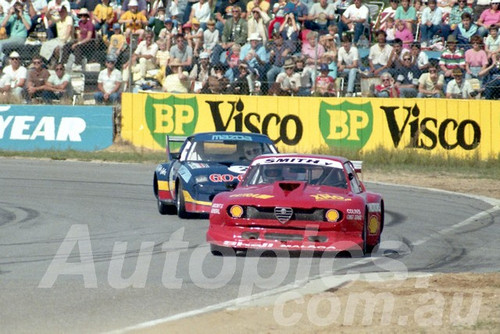 87118 - Brian Smith Alfetta Chev & Dick Ward Mazda RX7 Sports Sedan -  Wanneroo April 1987 - Photographer Tony Burton