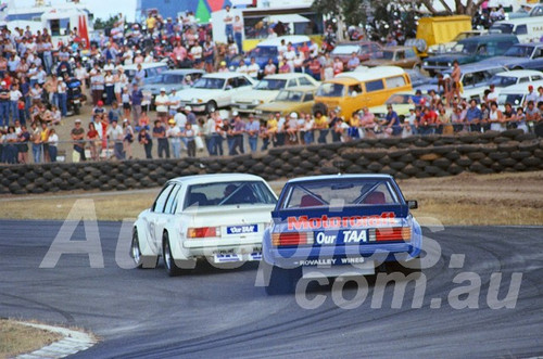 83121 -  David Parsons, Commodore VH & Dick Johnson, Falcon   - Symmons Plains 13th March 1983 - Photographer Keith Midgley