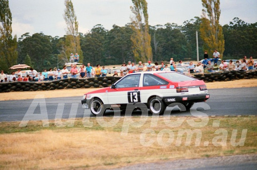 85111 -  Bob Holden, Toyota Sprinter - Symmons Plains, 13th March 1985 - Photographer Keith Midgley
