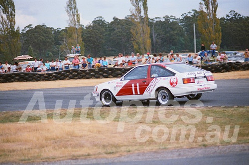 85113 -  Drew Price, Toyota Sprinter - Symmons Plains, 13th March 1985 - Photographer Keith Midgley