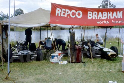 67138 - The Repco Brabham Pit - Warwick Farm 19th February 1967 - Photographer Derek Hinde