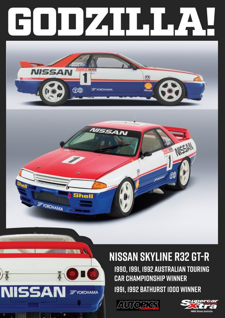 ASP125 - Poster, GODZILLA, Nissan Skyline R32 GT-R 1990, 1991