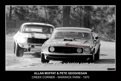 700017-F - Allan Moffat & Pete Geoghegan, Creek Corner at Warwick Farm, 1970 - Photographer Lance J Ruting