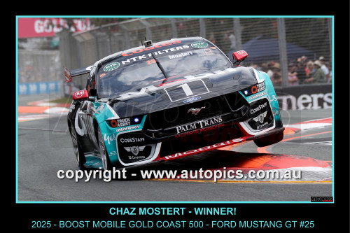 25GC10JS7007-F - Chaz Mostert,  Boost Mobile Gold Coast 500, Surfers Paradise Street Circuit , Queensland, 24th - 26th of October, 2025, WINNER, Ford Mustang GT - Photographer James Smith 25GC10JS7007-F - Chaz Mostert,  Boost Mobile Gold Coast 500, Surfers Paradise Street Circuit , Queensland, 24th - 26th of October, 2025, WINNER, Ford Mustang GT - Photographer James Smith