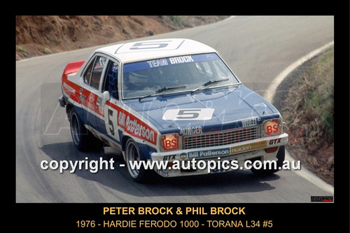 76BA10LR7025-1 - Peter Brock & Phil Brock, Hardie Ferodo 1000, Bathurst, 1976, 3rd Outright, Torana L34 - Photographer Lance J Ruting