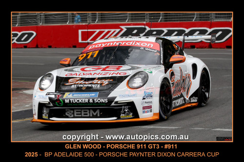25AD11JS2020-F - Glen Wood - Porsche Paynter Dixon Carrera Cup Australia, 2025 BP Adelaide 500,  Adelaide Parklands Circuit, 2025 - Porsche 911 GT3 - Photographer James Smith