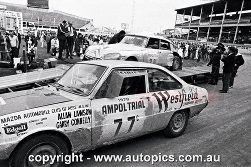 70RA06LR2538 - Allan Lawson & Garry Connelly, Mazda R100 - Ampol Trial Rally, Around Australia, 1970 - Photographer Lance J Ruting