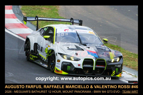 26BA02GG5007-1 - Meguiar's Bathurst 12 Hour, Mount Panorama, 2026, Augusto Farfus, Raffaele Marciello & Valentino Rossi - BMW M4 GT3 Evo - THIRD PLACE!
