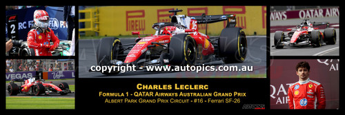 PANOCharlesLeclerc - Charles Leclerc, Formula 1, QATAR Airways Australian Grand Prix, Albert Park Grand Prix Circuit - Third Place, 2026,  Ferrari SF-26, Car #16