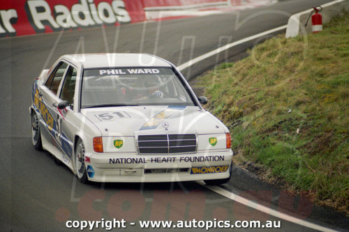 90BA09LR7054 - John Goss & Phil Ward, Mercedes-Benz 190E - Tooheys 1000, Bathurst, 1990 - Photographer Lance J Ruting