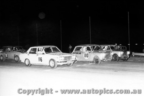 70244 - B. Seton / D. Smith Datsun 1600 - B. Collinson and R. Radford Morris Cooper S  - Oran Park 3rd January 1970