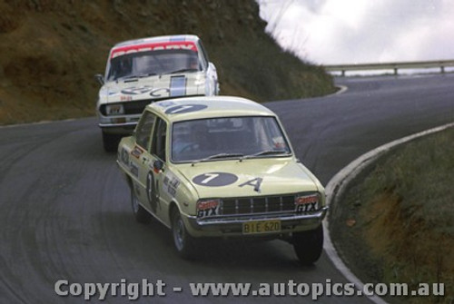 71829 - C. Kennedy / B. Slattery - Mazda 1300 - W. Rogerson / A. Mayne Mazda RX2 - Bathurst 1971 - Photographer Jeff Nield