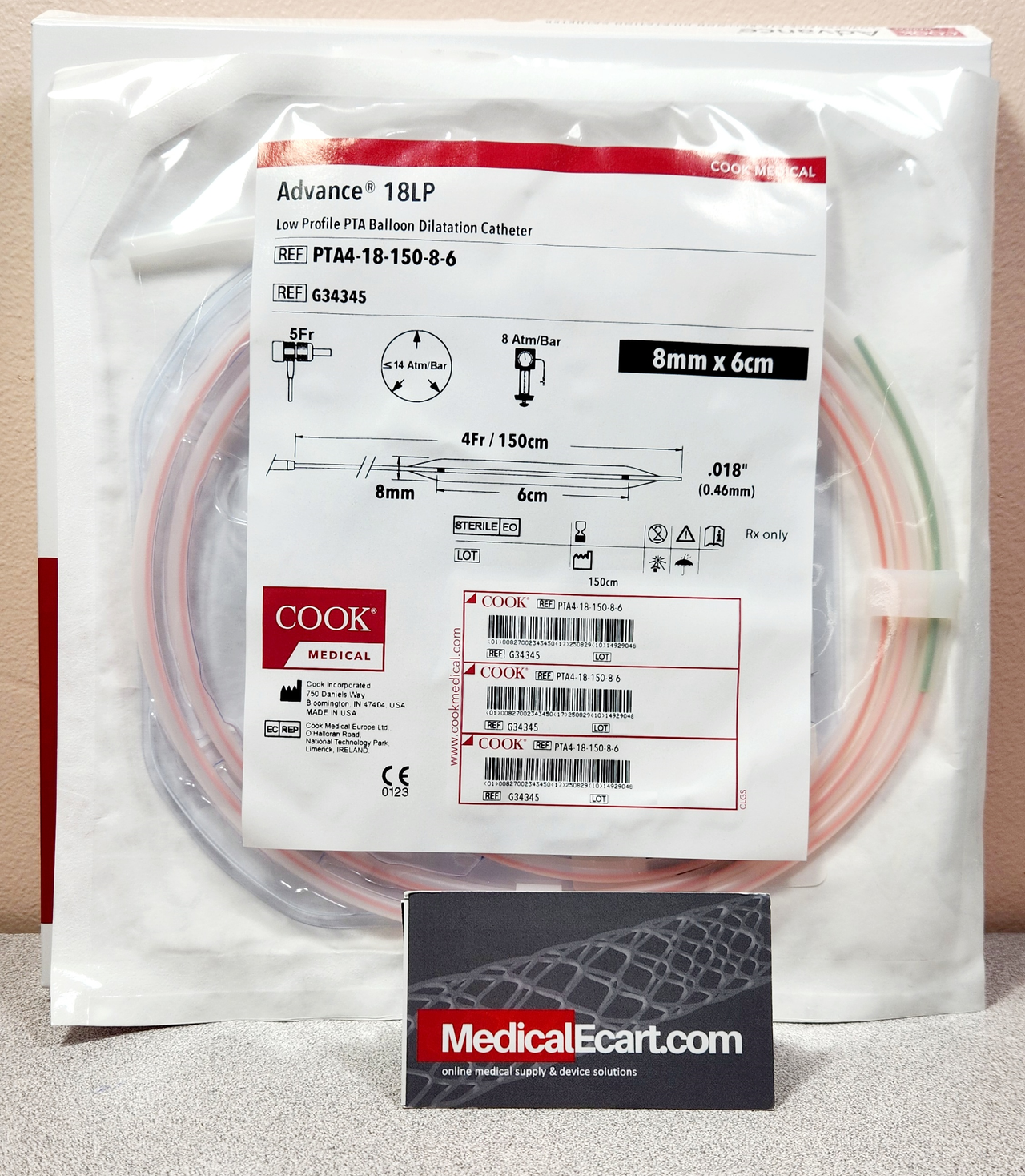 Cook G34345 Advance® 18LP PTA4-18-150-8-6 PTA Balloon Dilatation Catheter