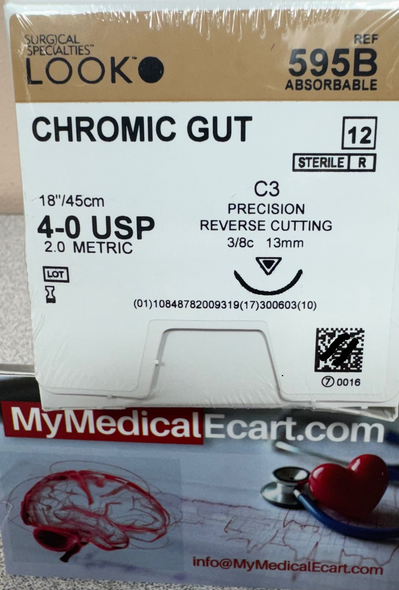 Look™ 595B Surgical Gut Suture - Chromic, Precision Reverse Cutting