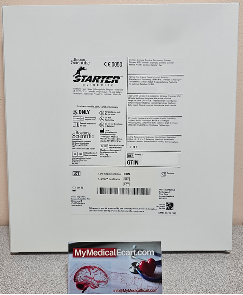 Boston Scientific M001491661 Starter™ 49-166 Guidewires (PTFE/Heparin Coated), Fixed Core, 0.038" x 150cm, Taper 11 cm, J Curved,  3 mm J Tip. Box of 10