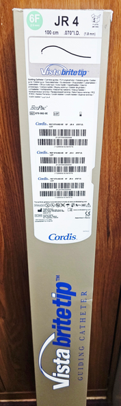 Cordis 6700820E, VISTA BRITE TIP® 670-082-0E JR4 PTFE Nylon Guiding Catheter, 100cm, 6Fr, EcoPac, Box of 5