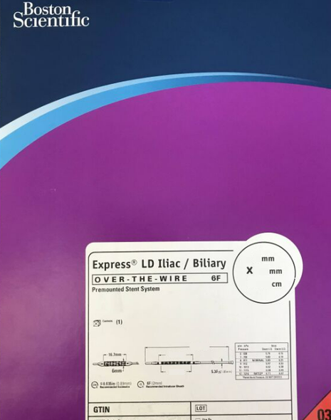 Boston Scientific, H74938046530750 Express™ 38046-53075 Express™ LD Iliac Over-the-Wire Premounted Stent System, 5mm x 30mm x 75cm, Box of 01