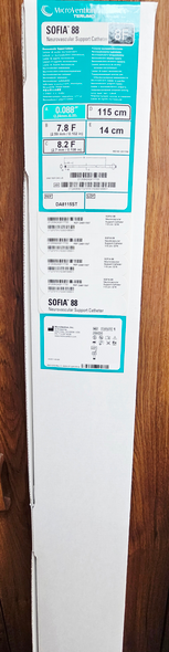 Terumo Neuro DA8115ST SOFIA™ 88 Neurovascular Support Catheter, 8 Fr X 115 cm Length, ID 0.088, OD 0.102 in, Box of 01