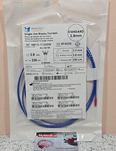 Micro-Tech  BF40231, Forcep Biopsy Alligator With Spike 230cm 2.8mm Standard Blue Single-Use,  Box of 10